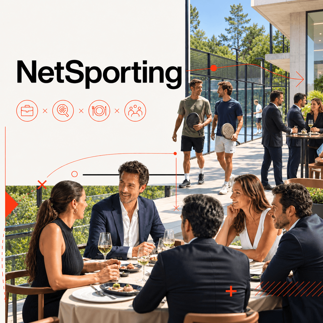 Imagen de AKILI Club que representa su concepto NetSporting: una experiencia que combina pádel, relaciones de negocio, comunidad y gastronomía entre empresarios, directivos y profesionales en Madrid.
