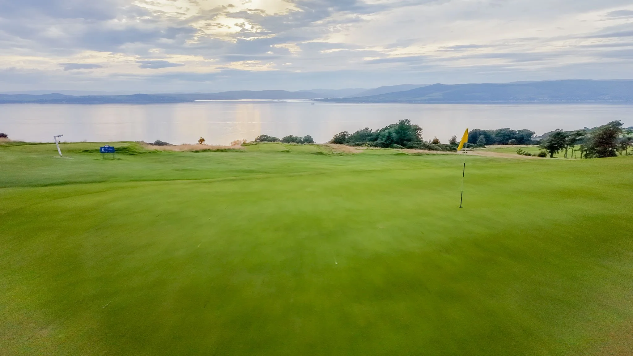 Aerial photo from a drone of the 8th green at Routenburn Golf Club