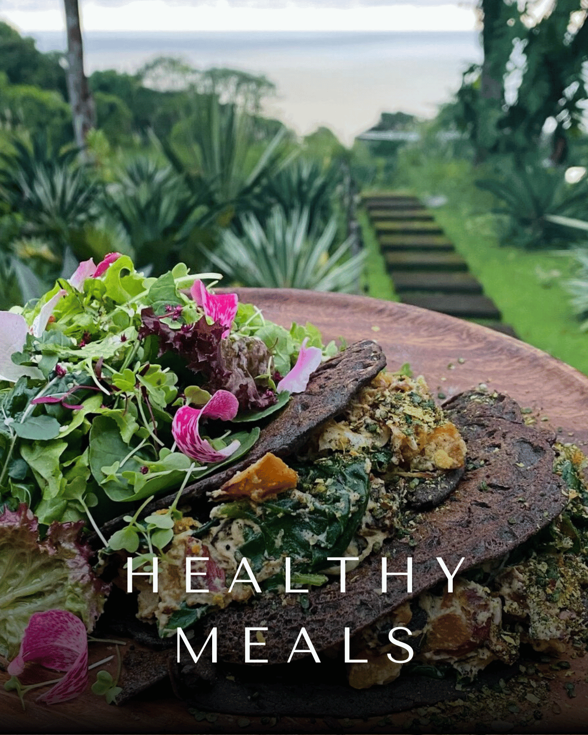 Fresh plant-based meal prepared for guests at a Pure Bliss Retreat