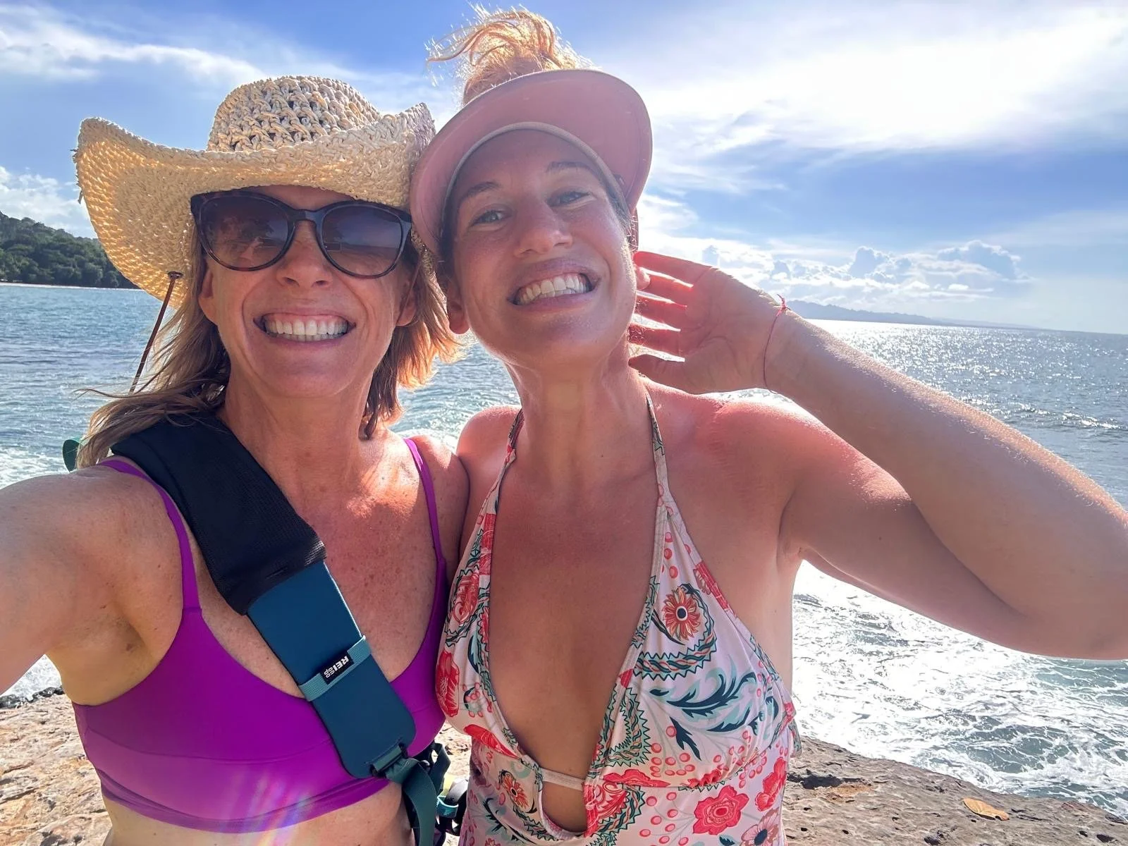 Fern Olivia with a Pure Bliss Retreat guest overlooking the Caribbean Sea in Costa Rica
