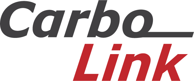 Logo with the words 'carbo' in black and 'Link' in red, with a black underline.