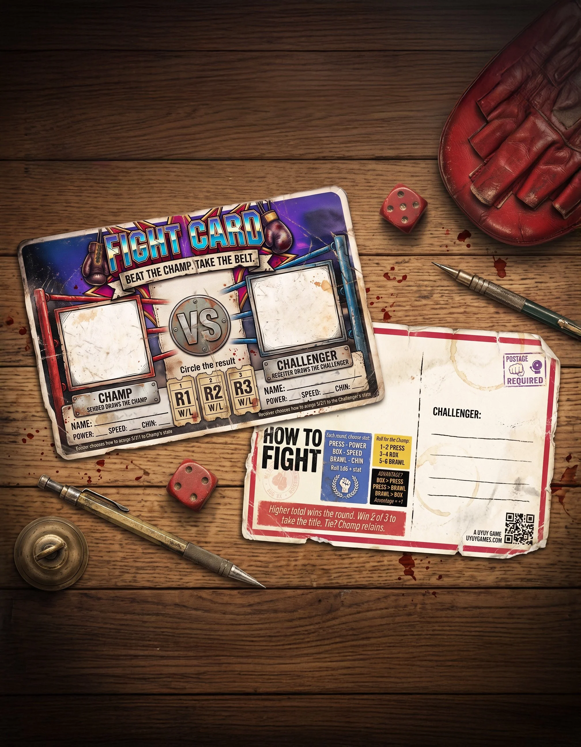 FIGHT CARD Postcard Game