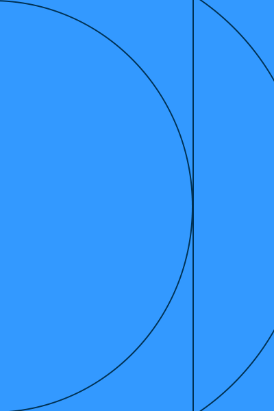 Blue background with black curved lines forming concentric circles and segments