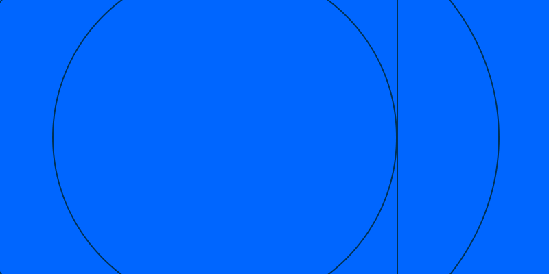 Larger blue background with black curved lines forming concentric circles and segments