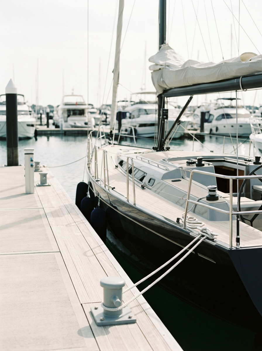 Kadima Sails new boater training image showing a sailboat docked at a marina, representing hands-on training on your own boat.