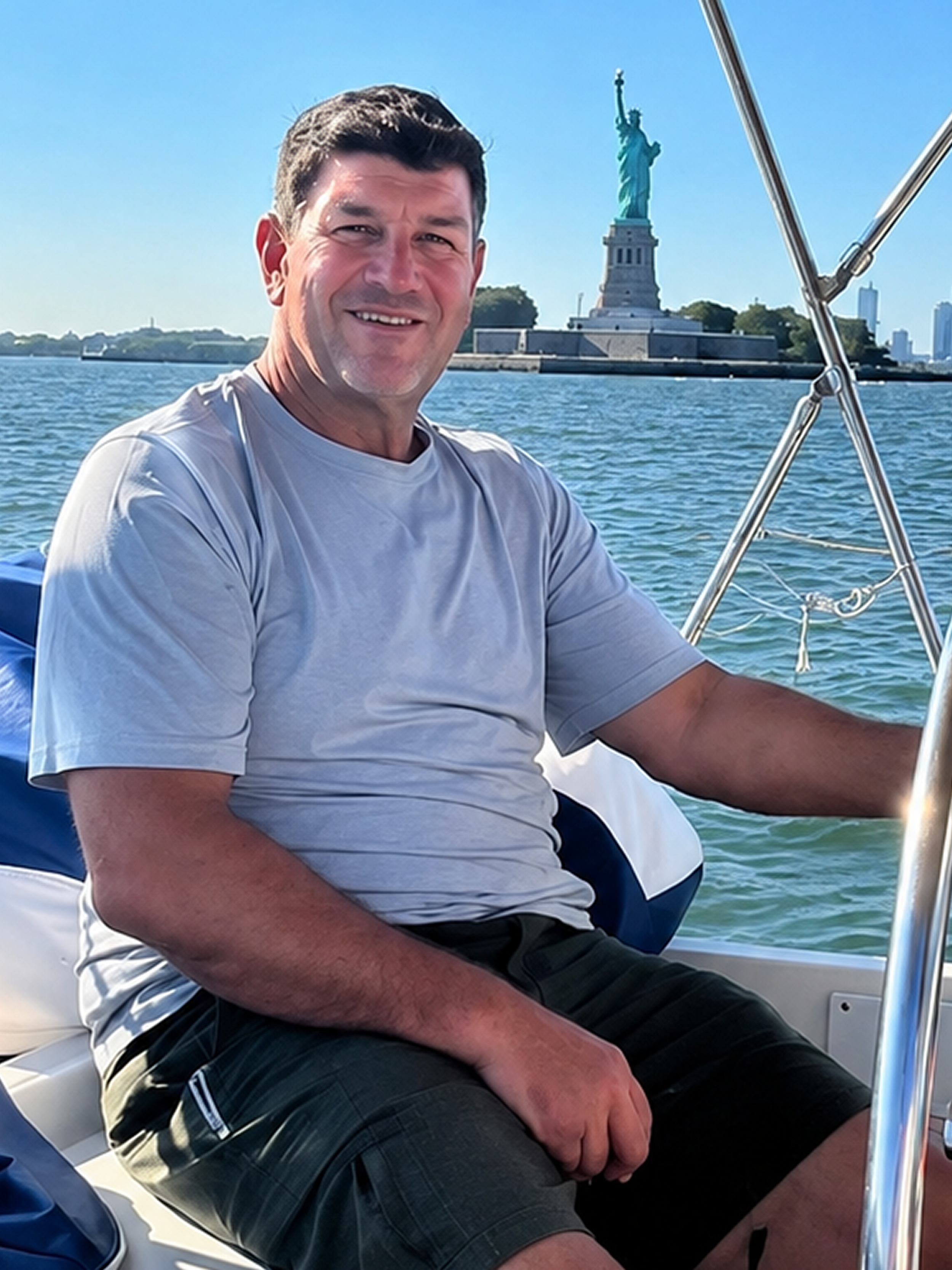 Captain Elliot Nudell of Kadima Sails aboard a sailboat during a sailing experience.
