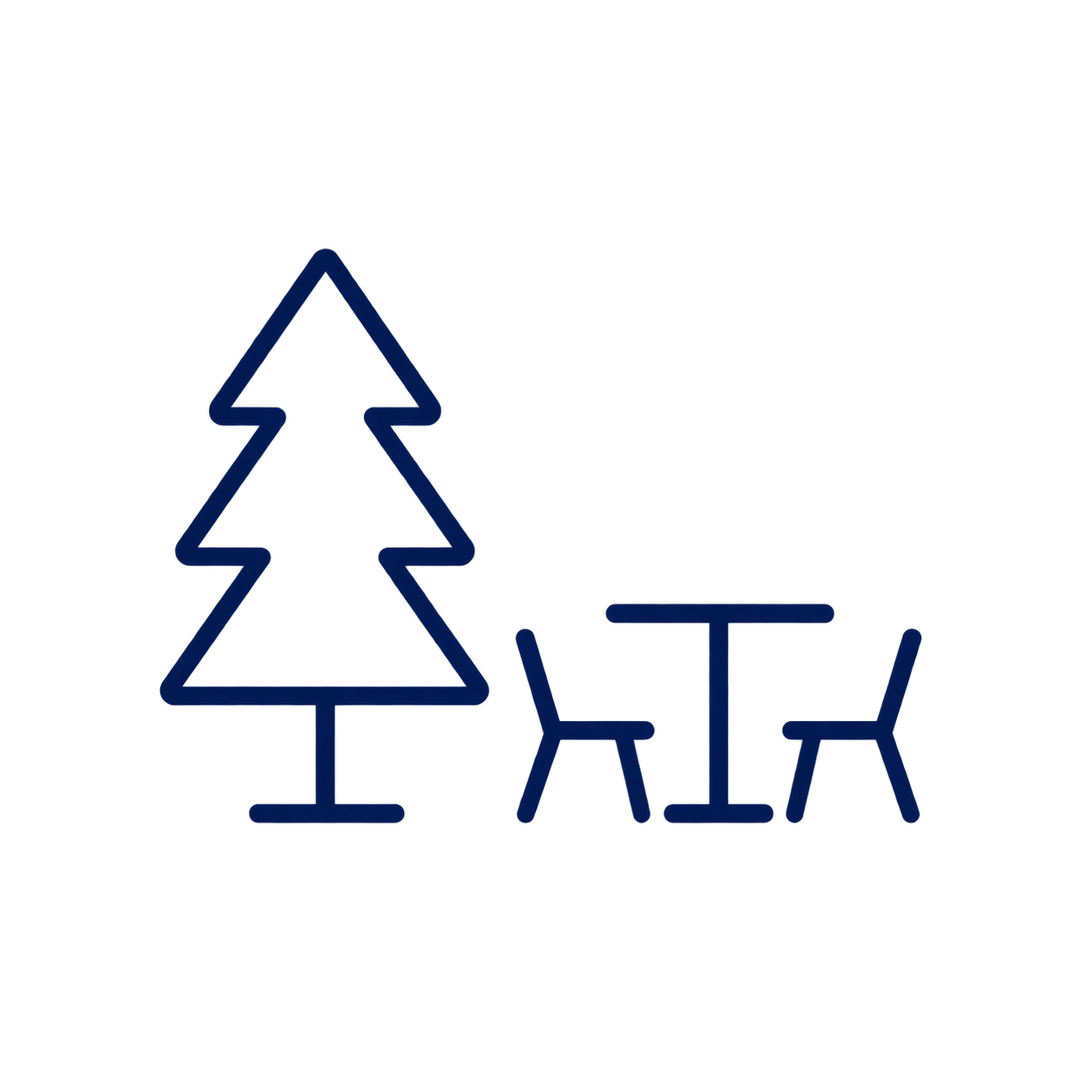 Bayberry Retreat outdoor dining and seating area icon.