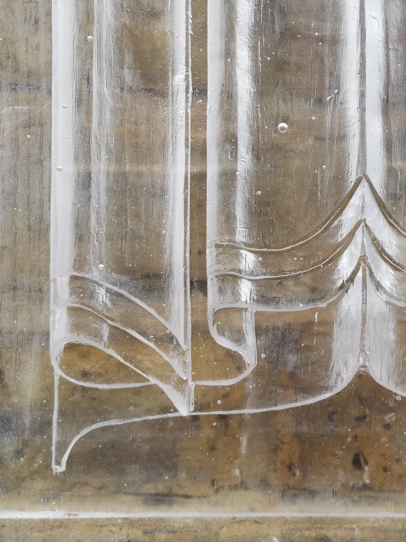 Oak Linenfold hand-carved and cast in glass