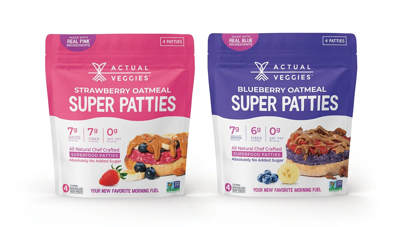 Actual Veggie breakfast burgers packaging design