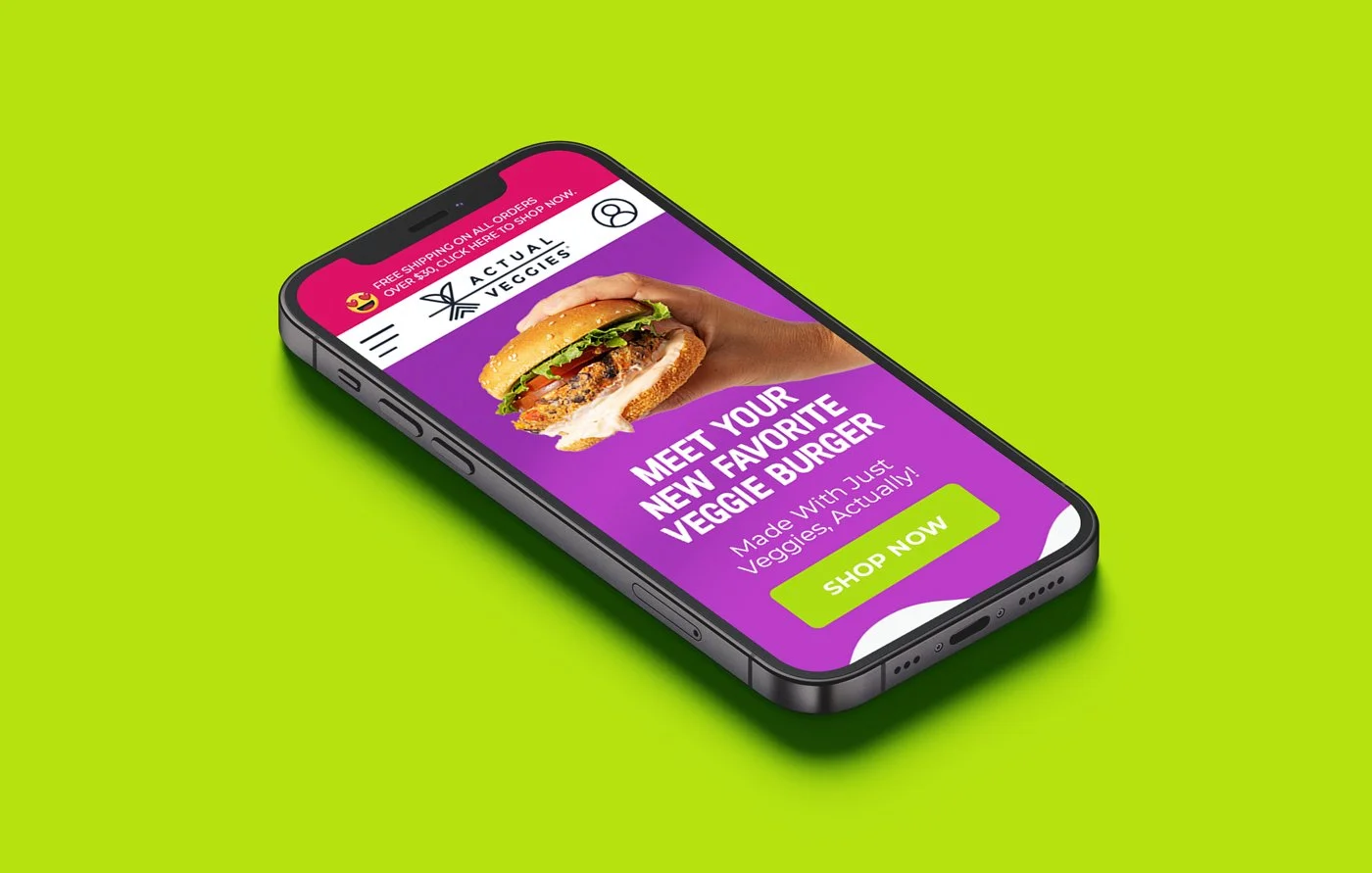 Actual Veggie burgers mobile website design
