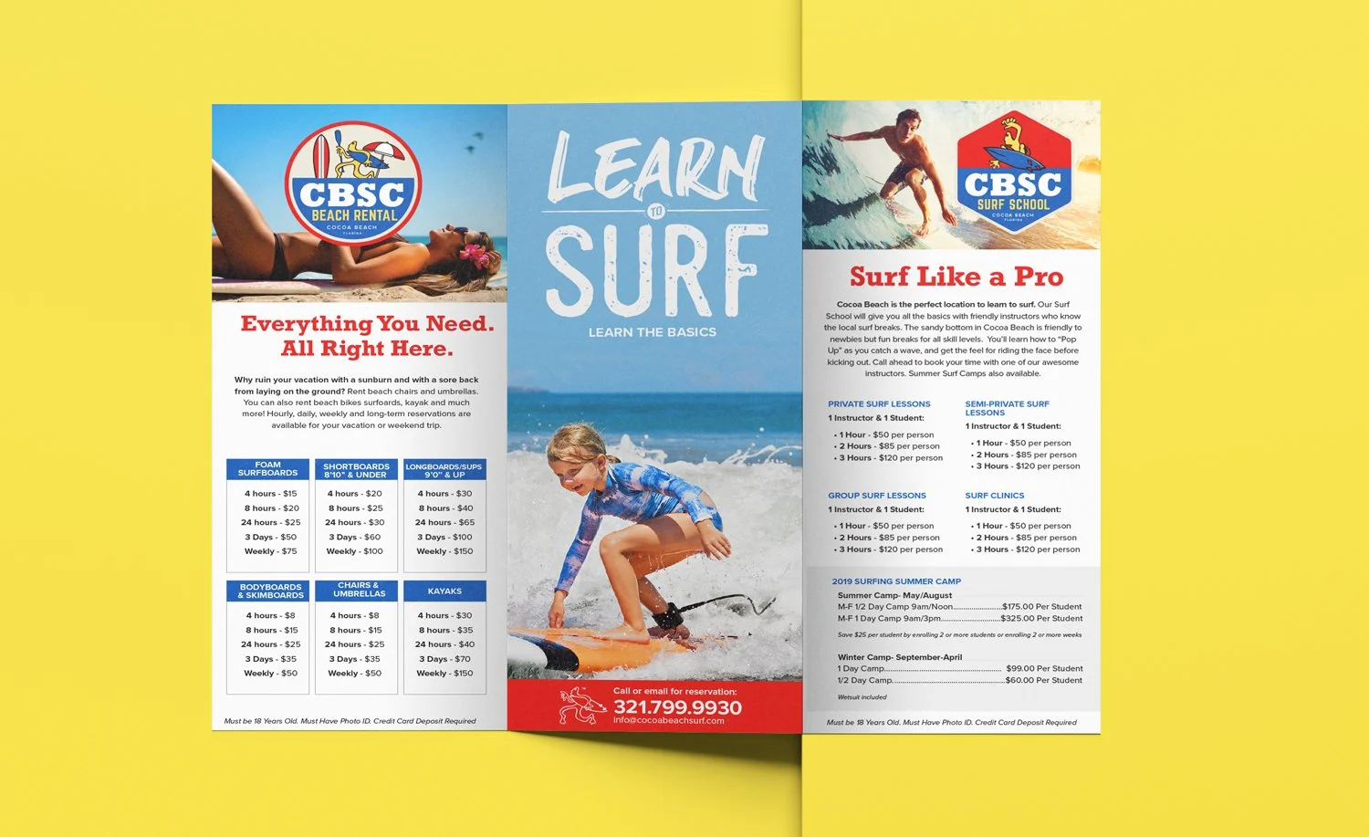 Cocoa Beach Surf Company brochure design