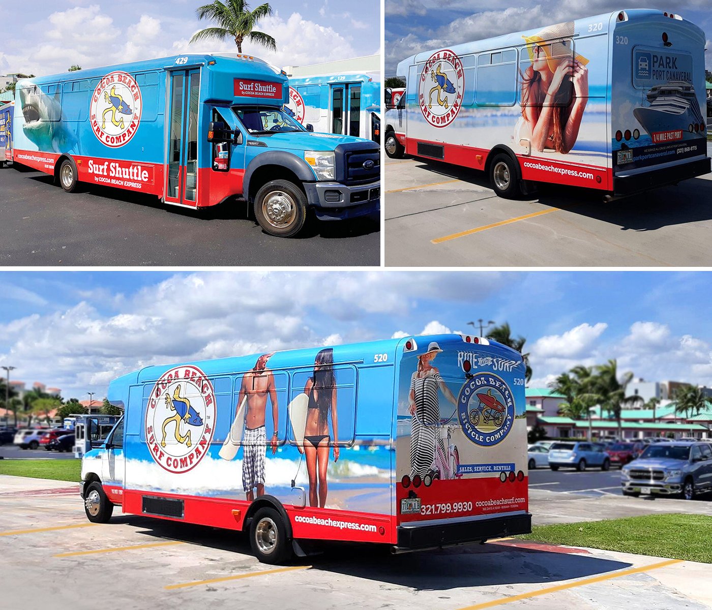 Cocoa Beach Surf Company bus wrap design