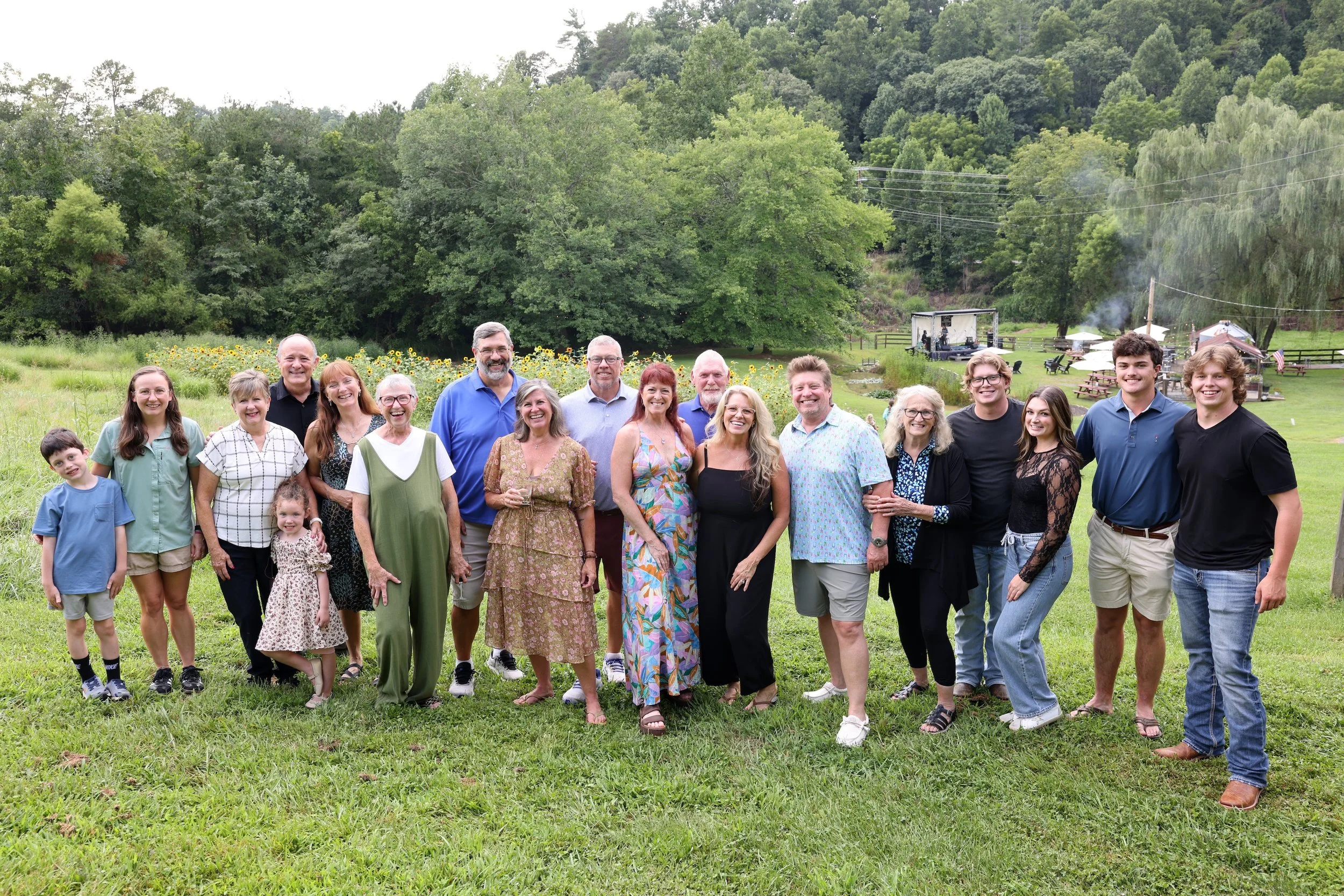 Multi-generational family gathering at Twin Willows in Mars Hill, North Carolina.