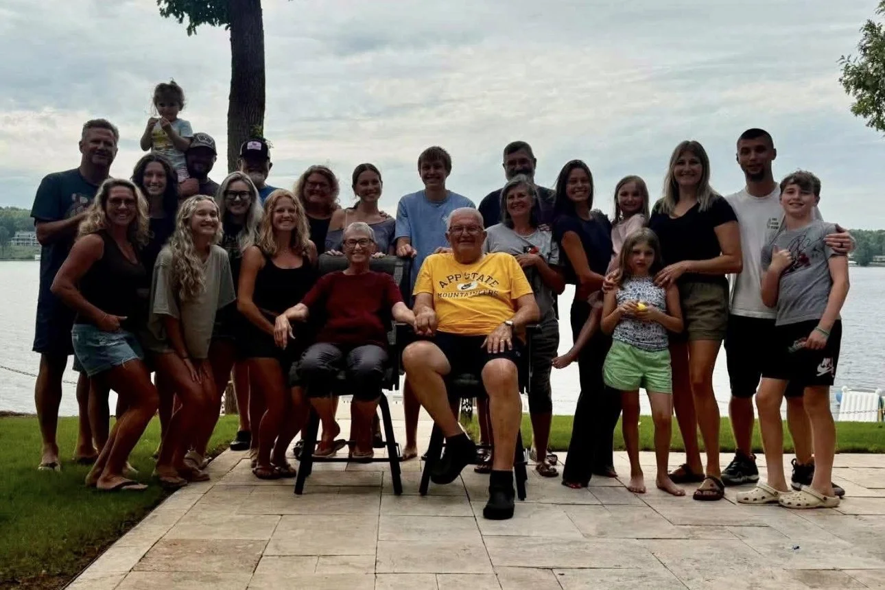 Multi-generational family gathering together at Twin Willows.