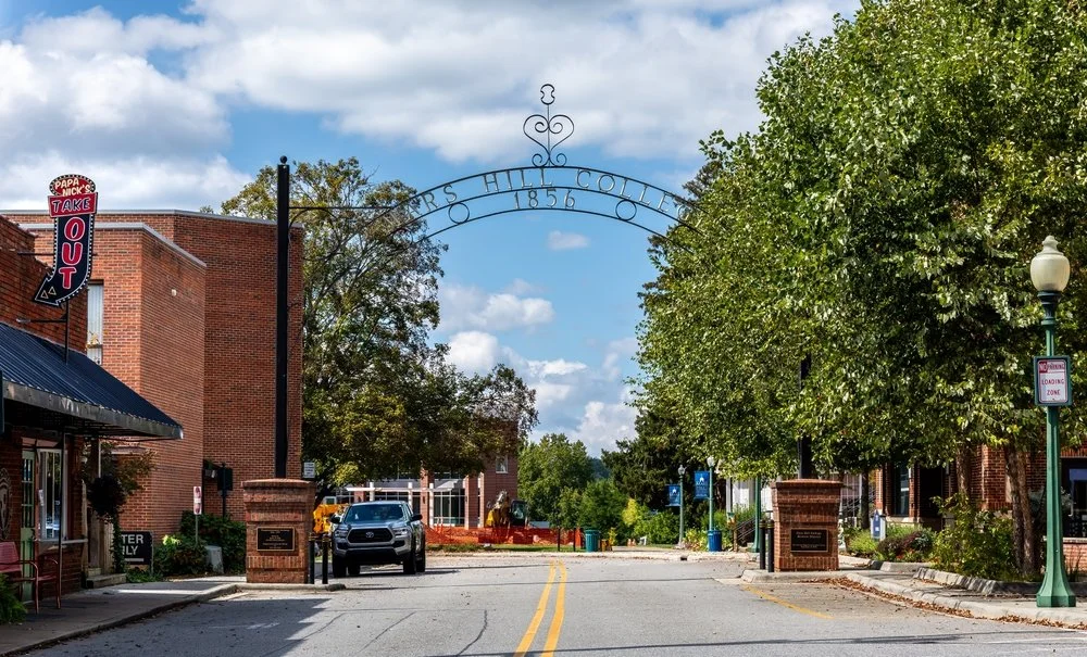 Downtown Mars Hill, North Carolina, near Twin Willows and Mars Hill University.