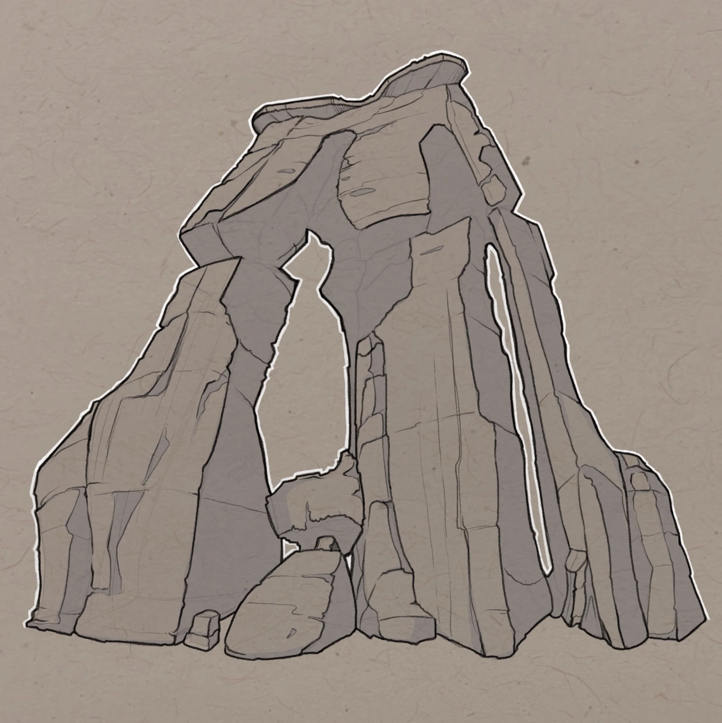 Sketched outline of a large dinosaur, likely a T-Rex, on a beige background.