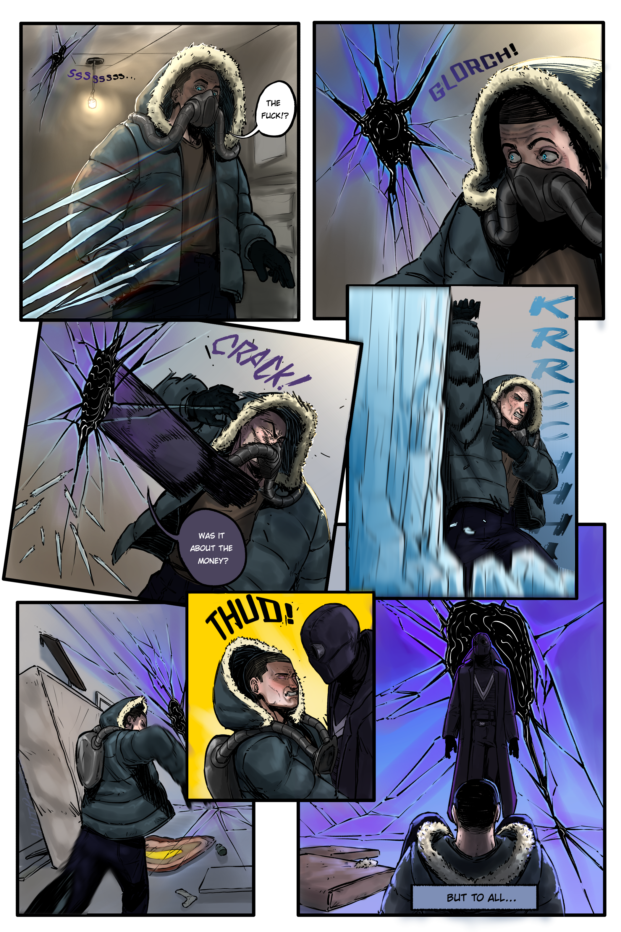 A comic scene depicting The Chill fighting Void and Zero.