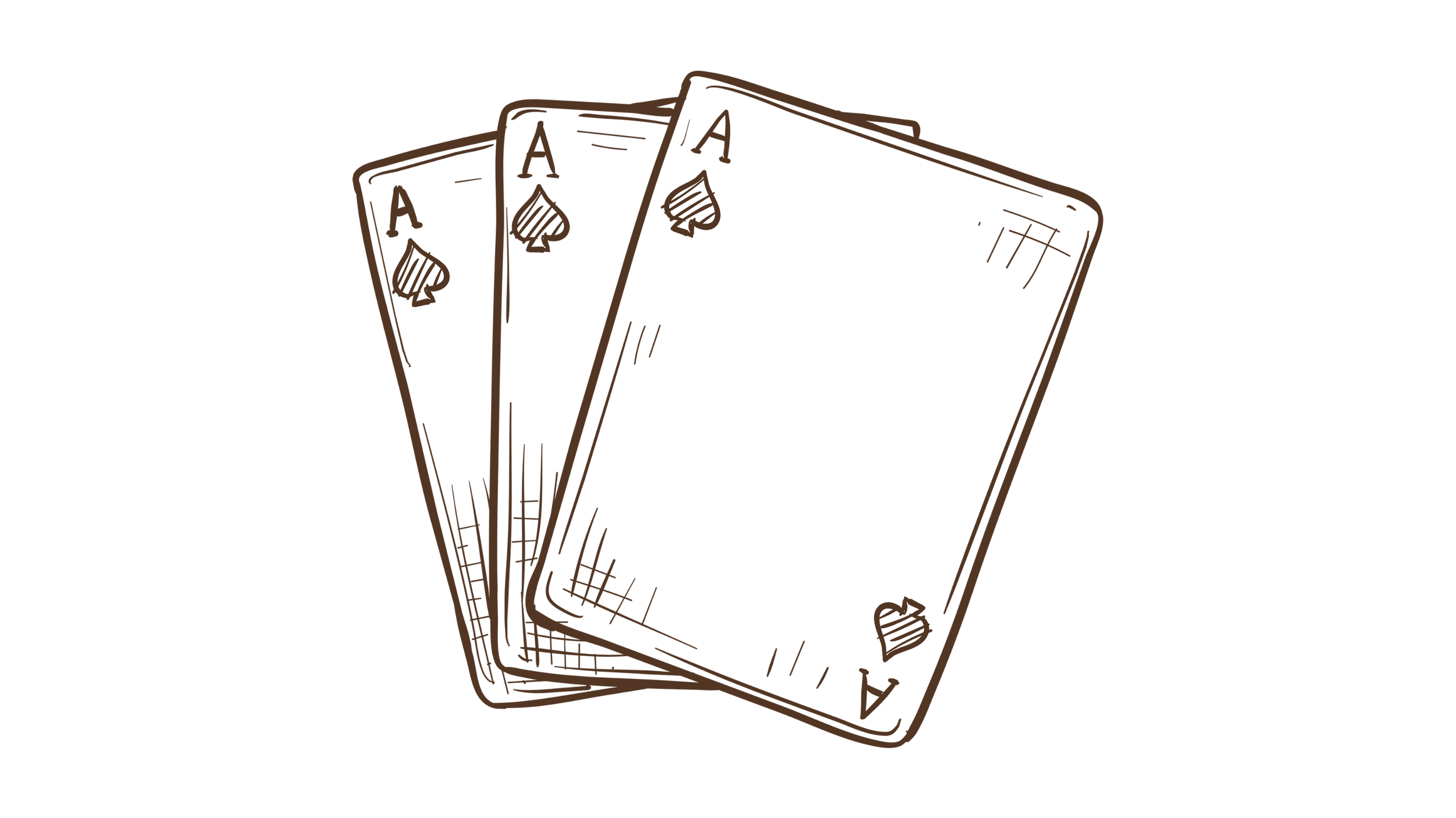 Illustration of four playing cards fanned out, all aces.