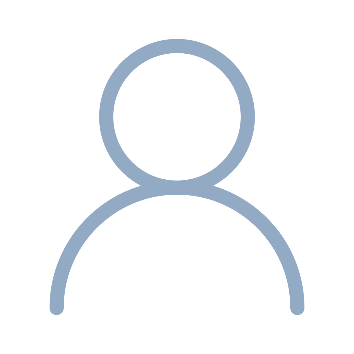 Generic outline of a person icon, with a circular head and curved shoulders, in light blue color.