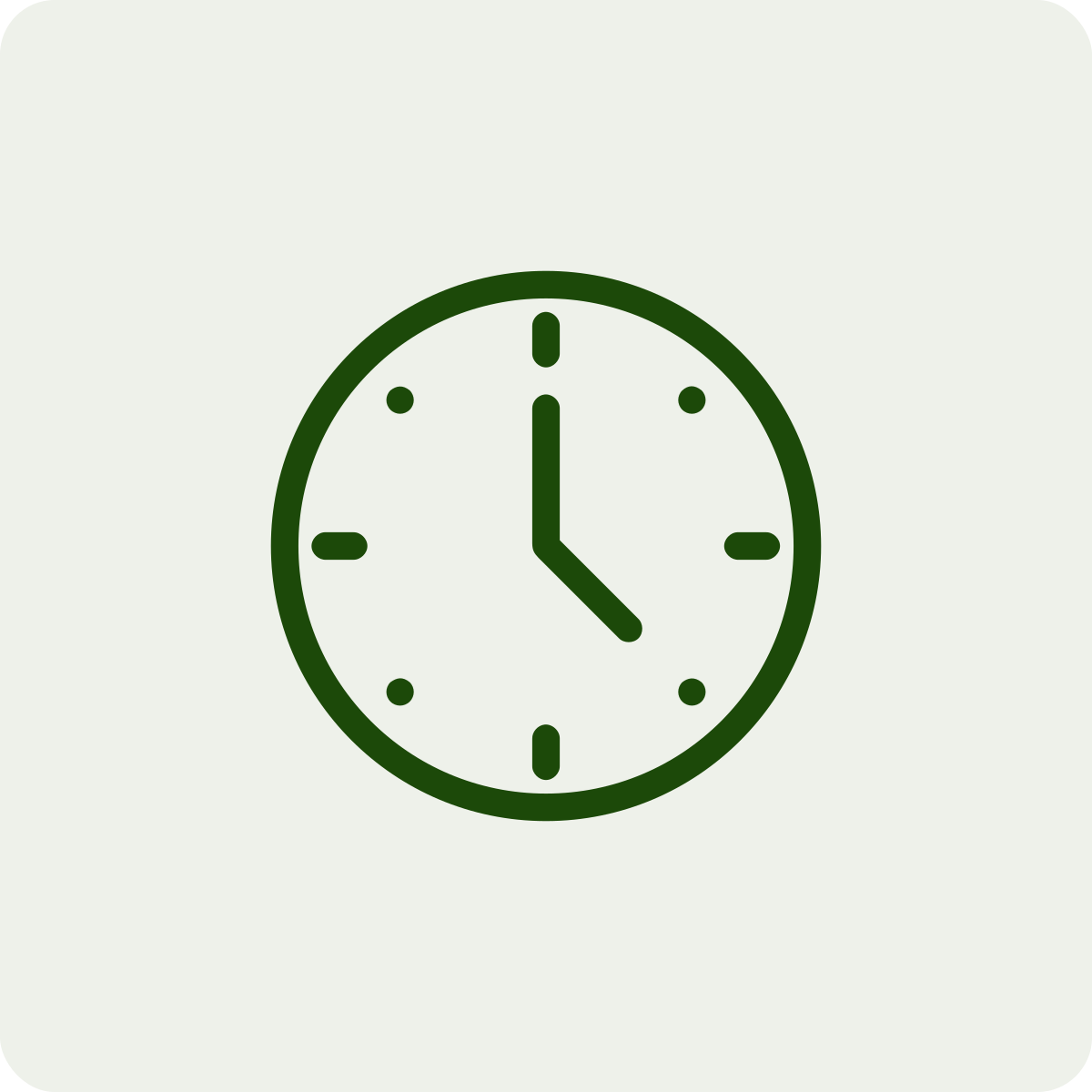A round analog clock showing the time as 3:00.