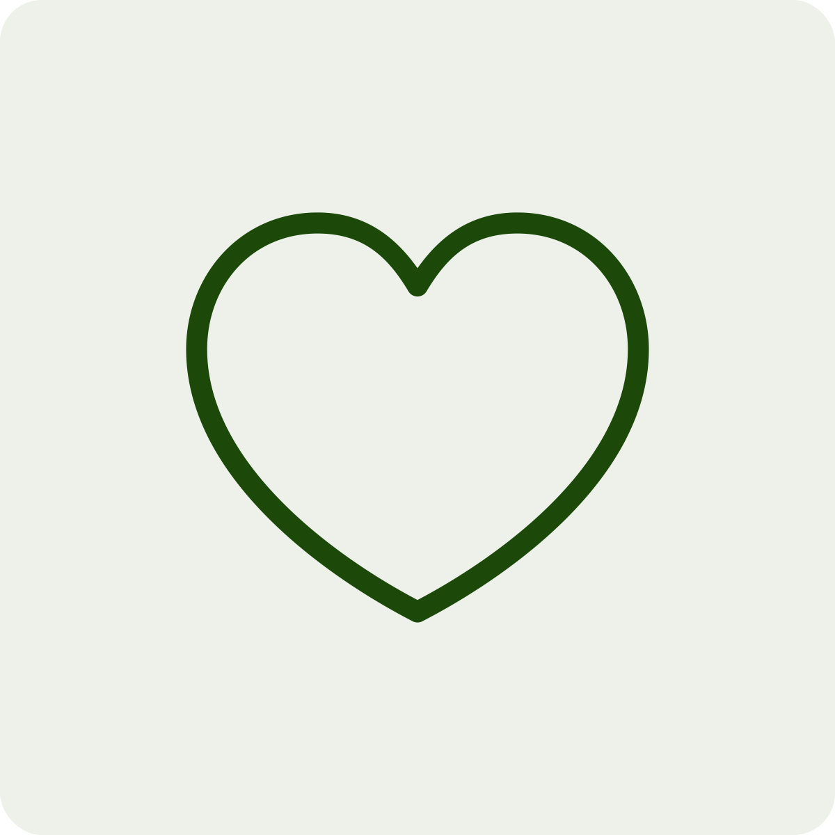 Green heart outline on a light background.