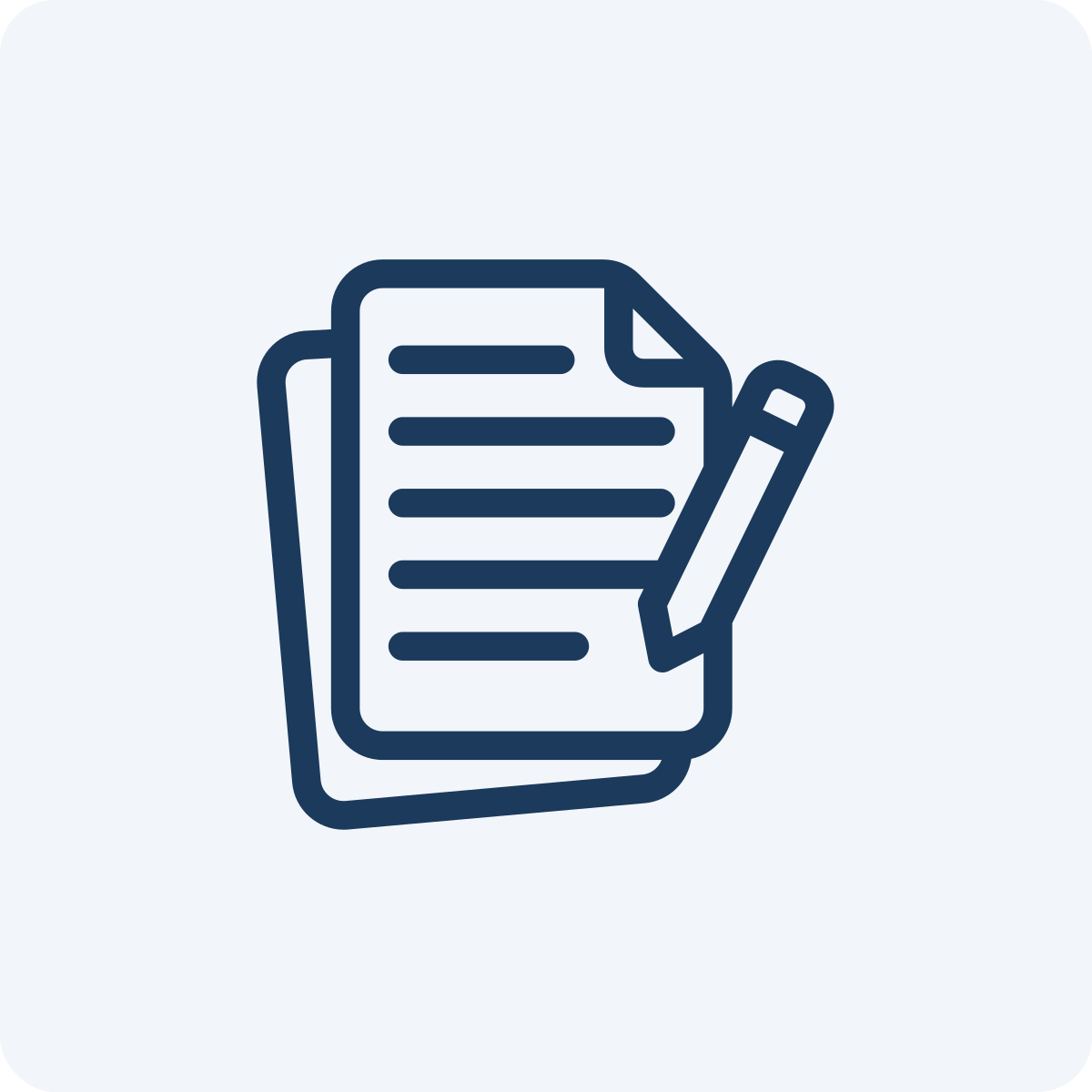 Icon of a document with lines of text and a pen