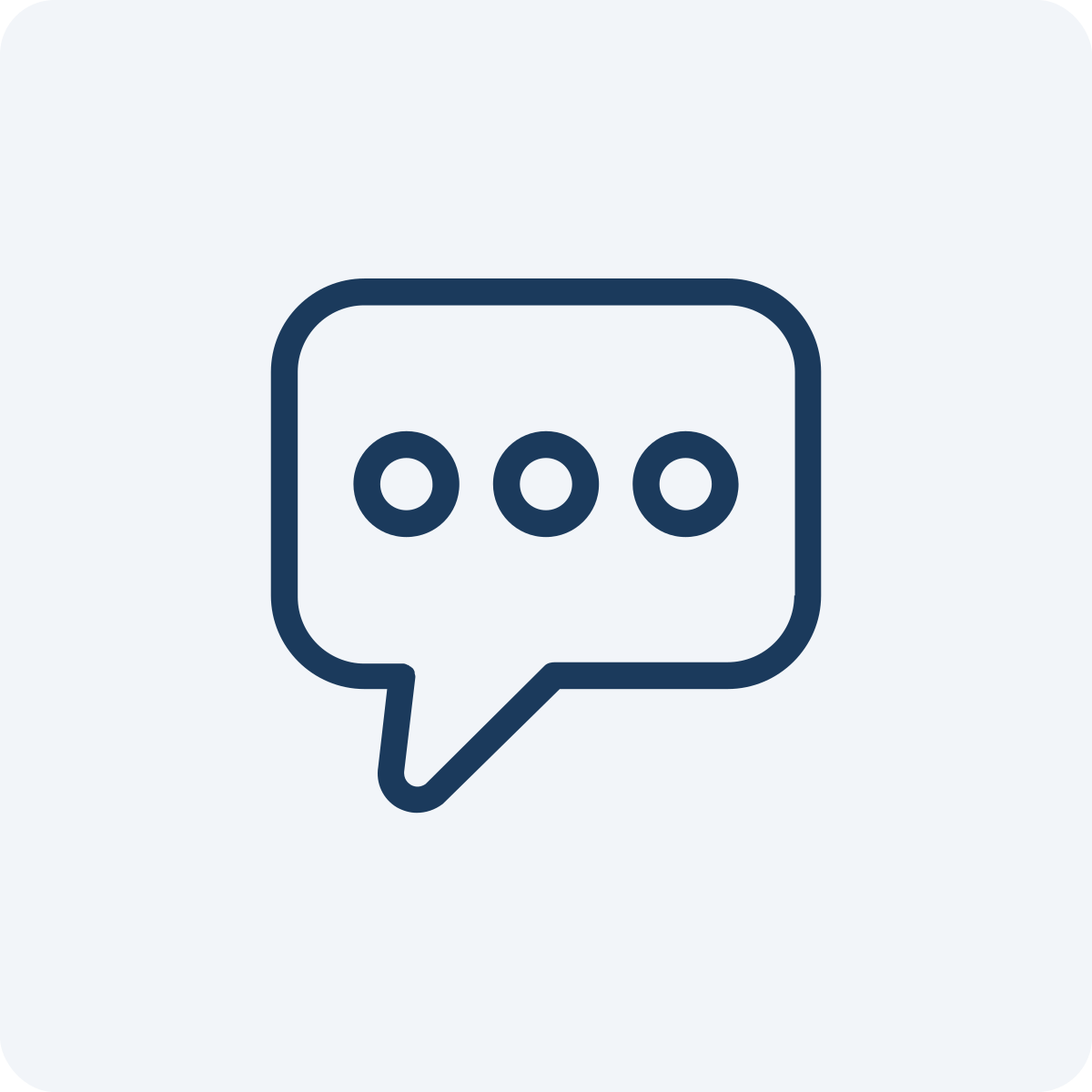 Speech bubble icon with three dots, indicating a conversation or message.