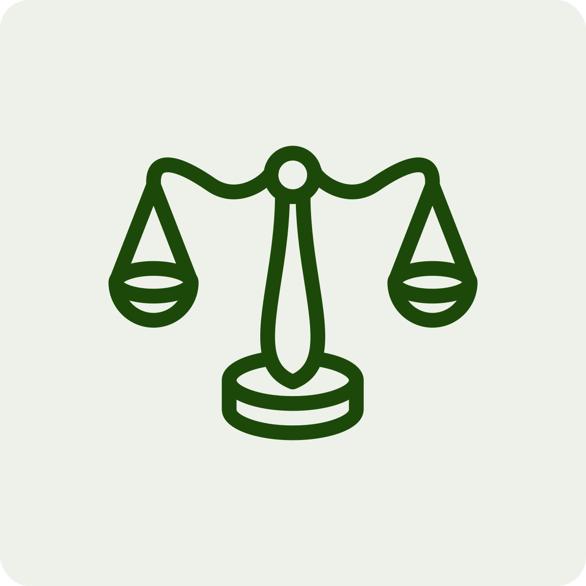 Line drawing of a balance scale.
