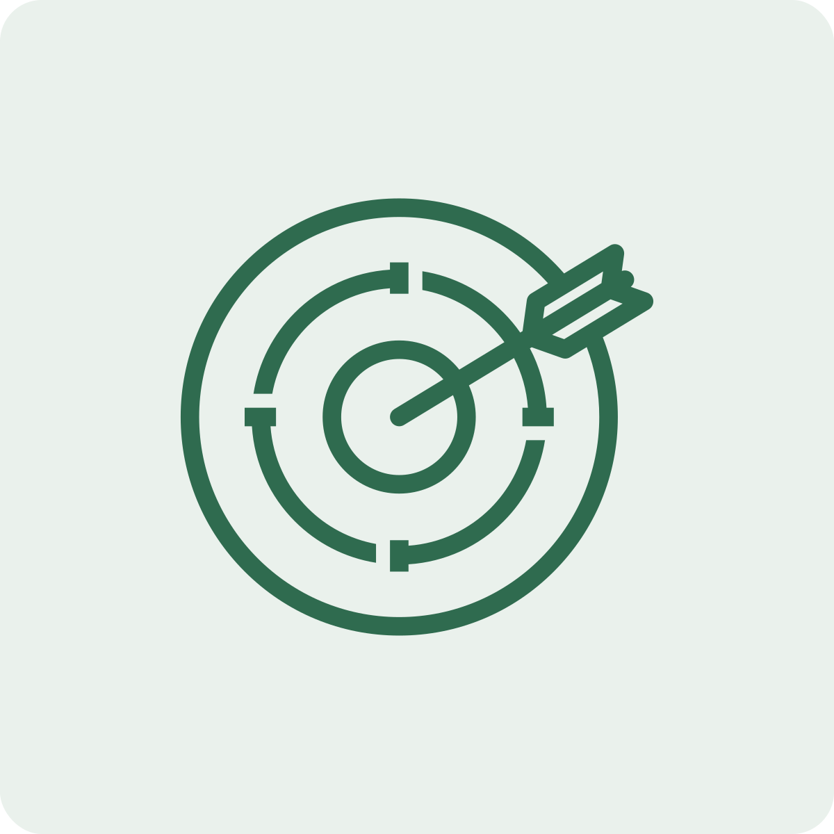 Icon of a target with an arrow hitting the bullseye.