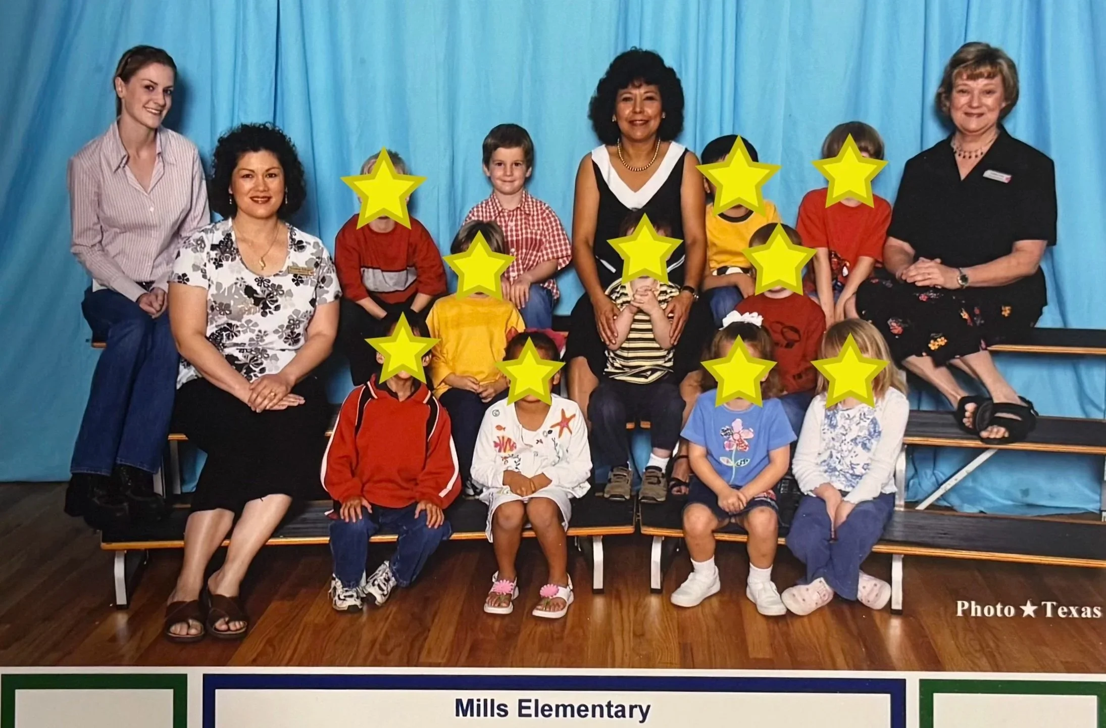 Group photo of Jimmy Counihan's Pre-K class at Mills Elementary for the 2003-2004 School Year. Mills Elementary is an Austin ISD elementary school located in Southwest Austin, serving the Circle C and Villages of Western Oaks neighborhoods.