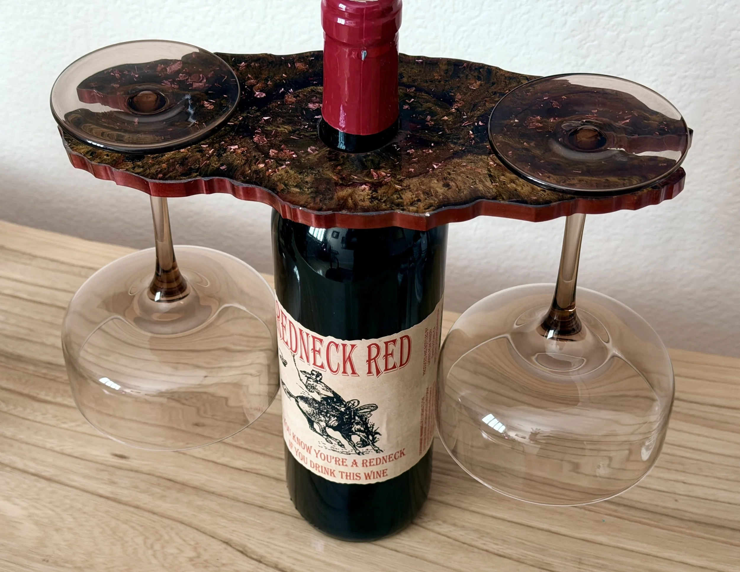 Artistic Resin Wine Bottle and Glasses Holder