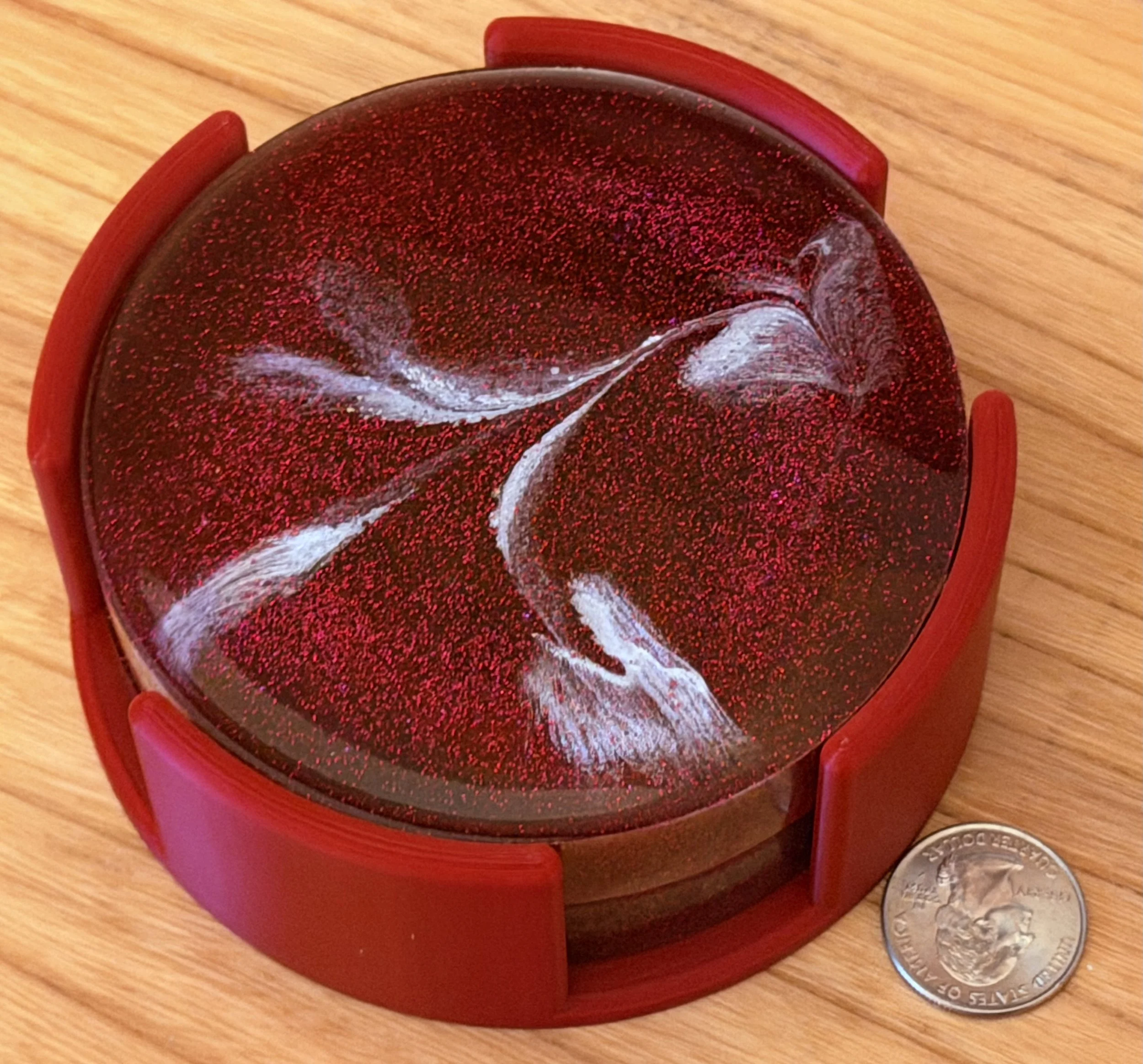 Elegant Red Resin Coaster Set