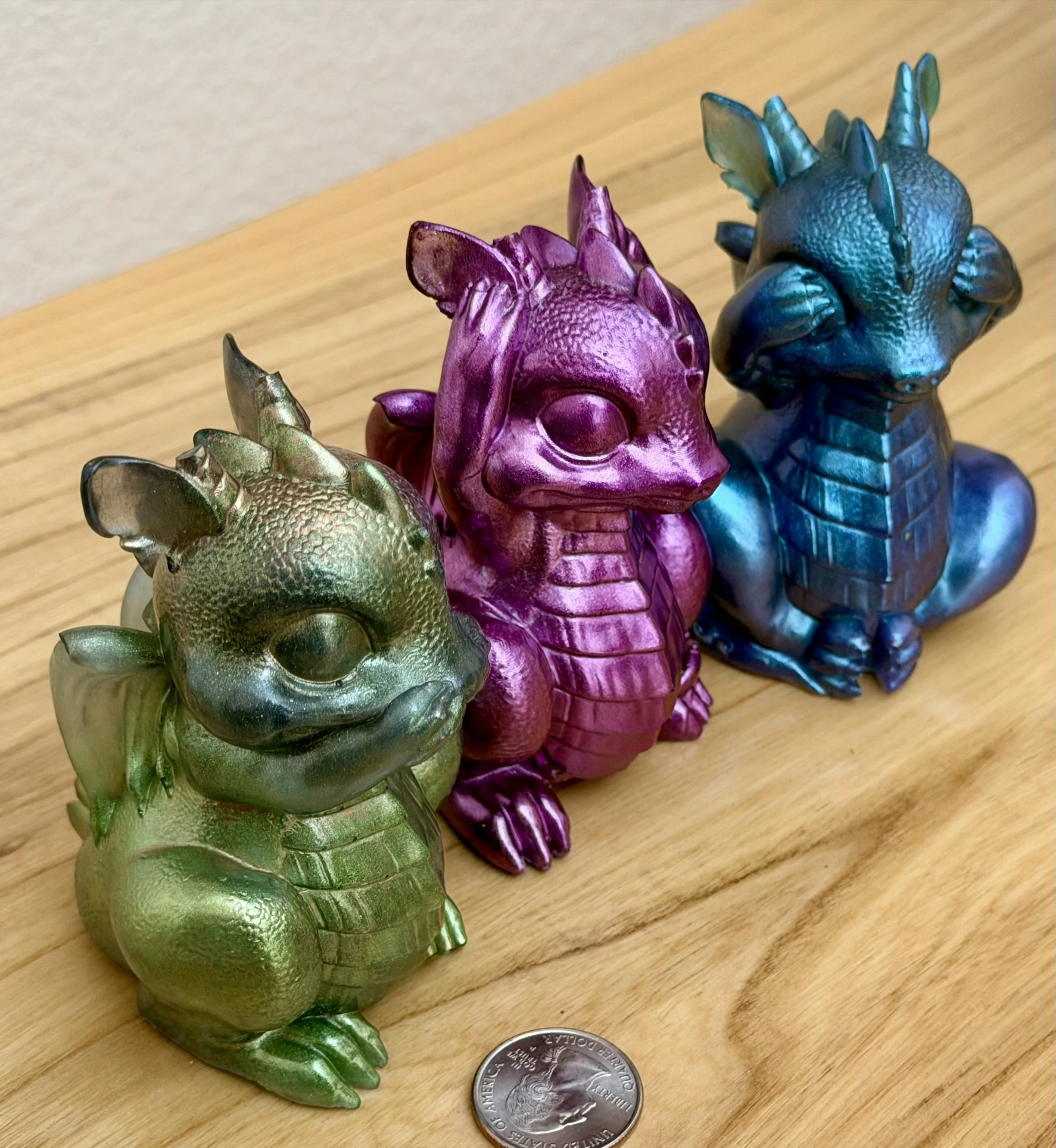 Whimsical Three Dragons Figurine Set