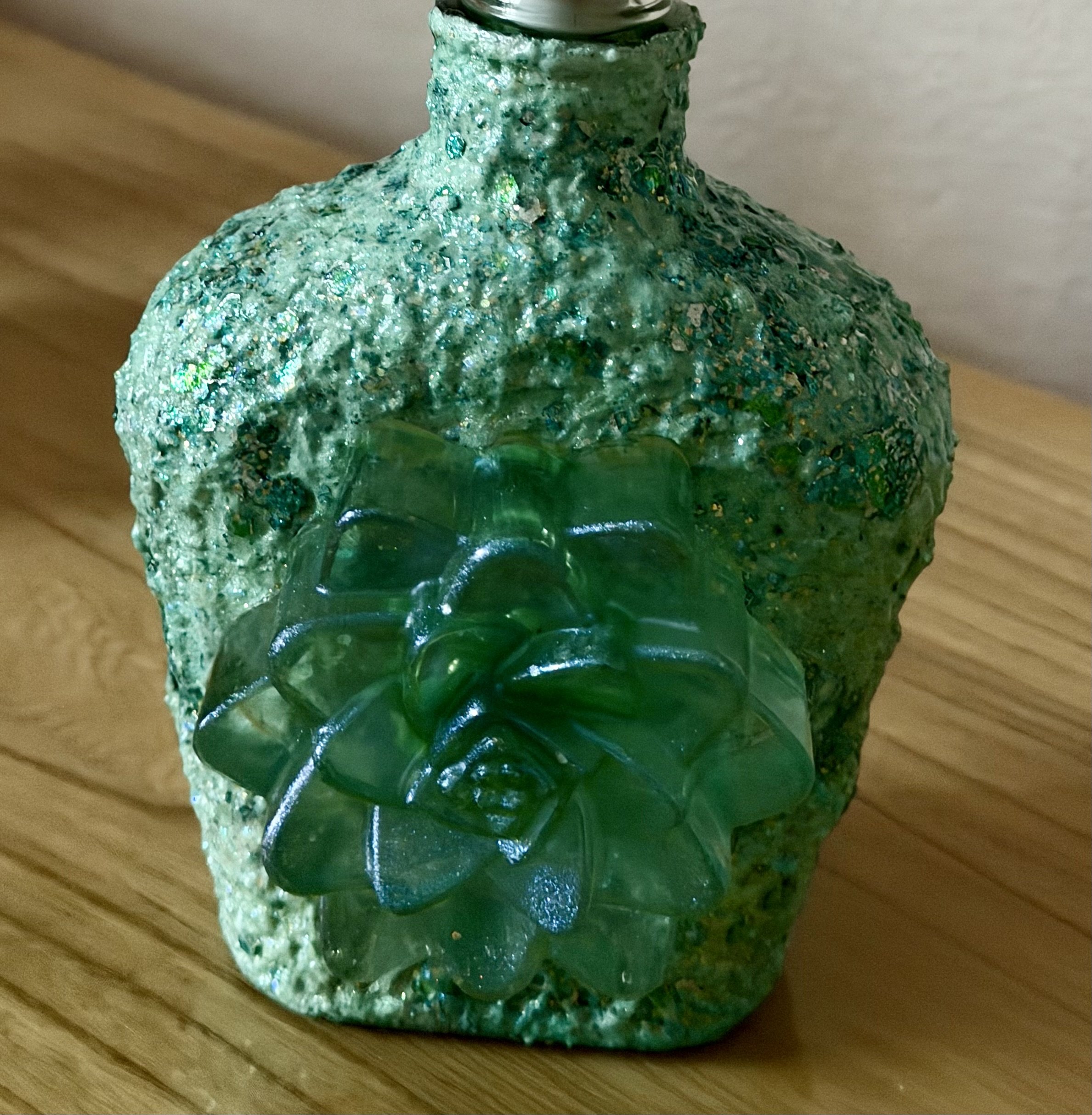 Green Succulent Crown Royal Decorative Bottle