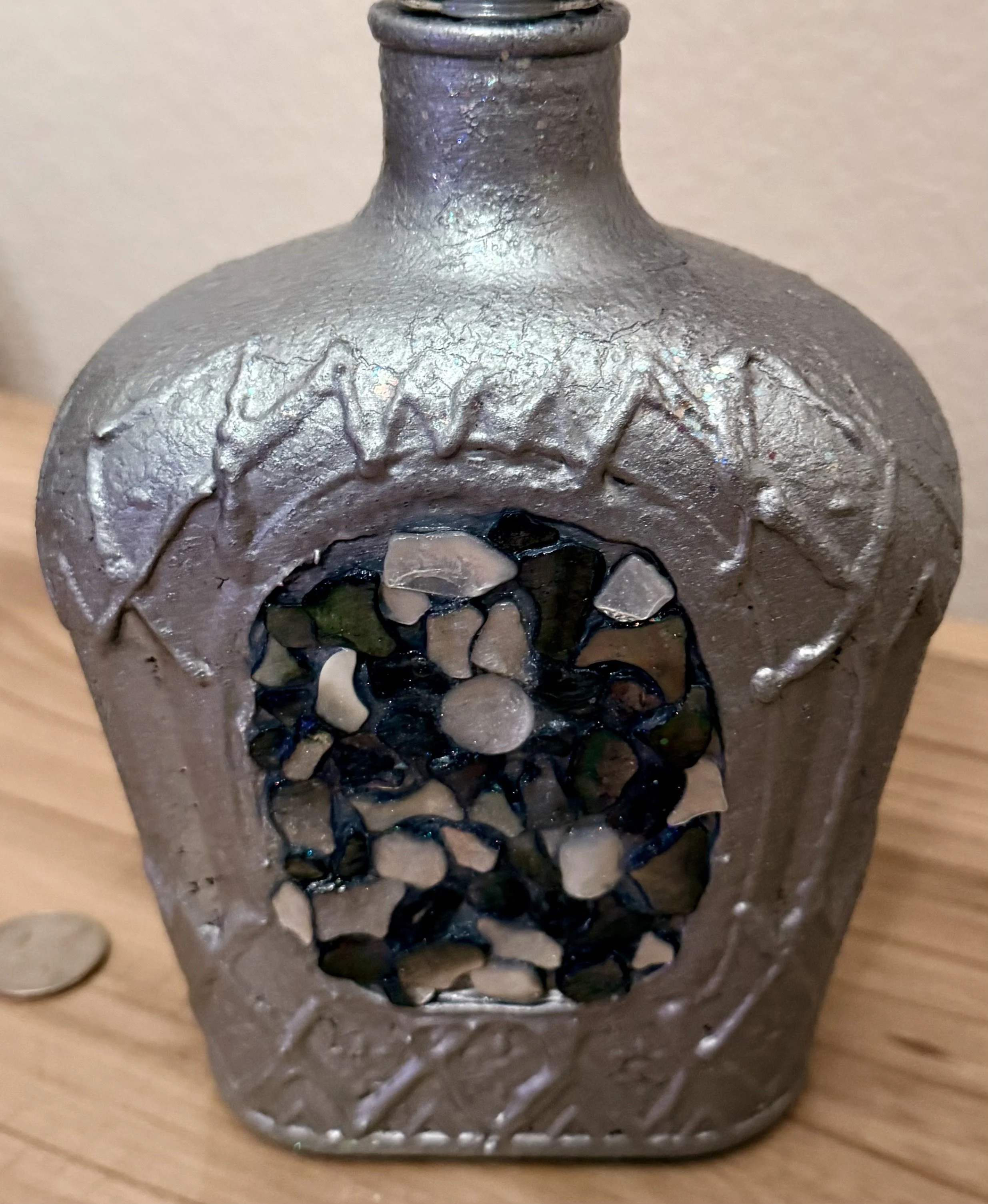 Silver Mosaic Crown Royal Bottle