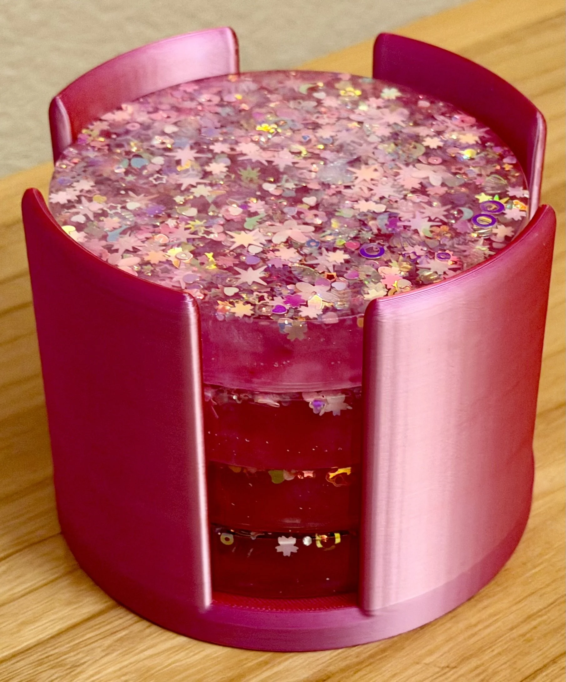 Red Glitter Coaster Set with Holder