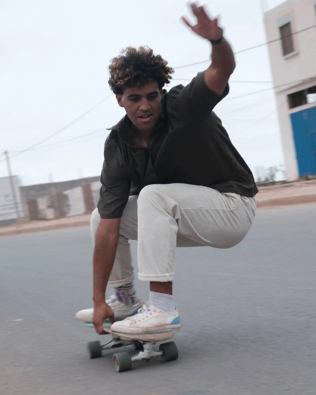 Skate session for practising balance and board control in Mirleft
