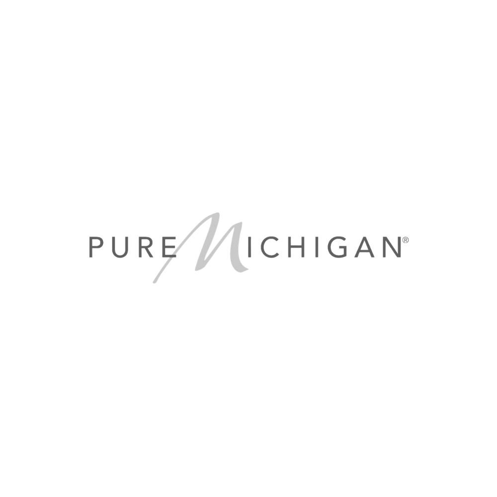 Pure Michigan logo with a black background and stylized text.