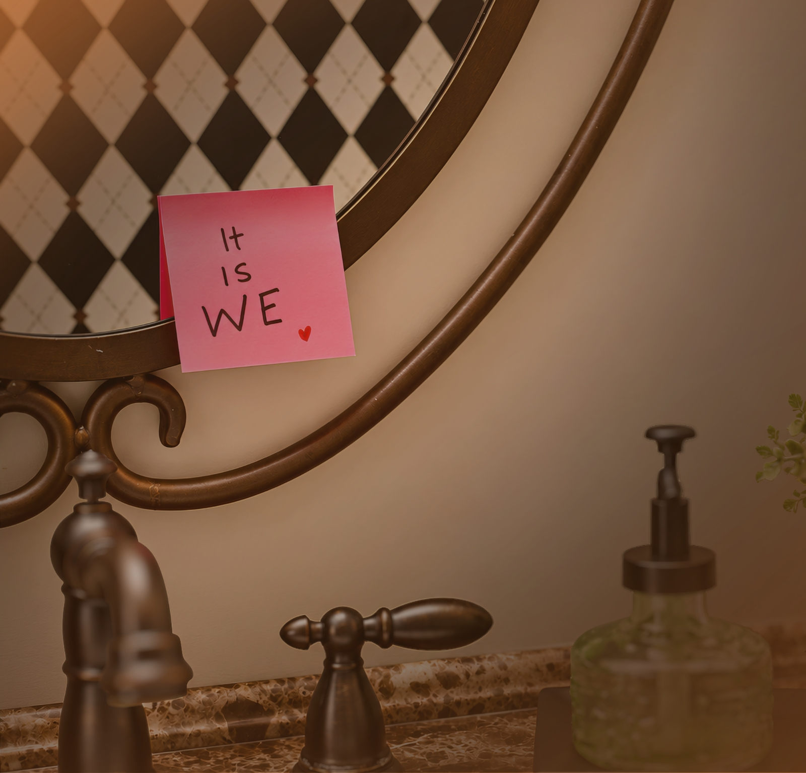 Post-it note with the words It is we