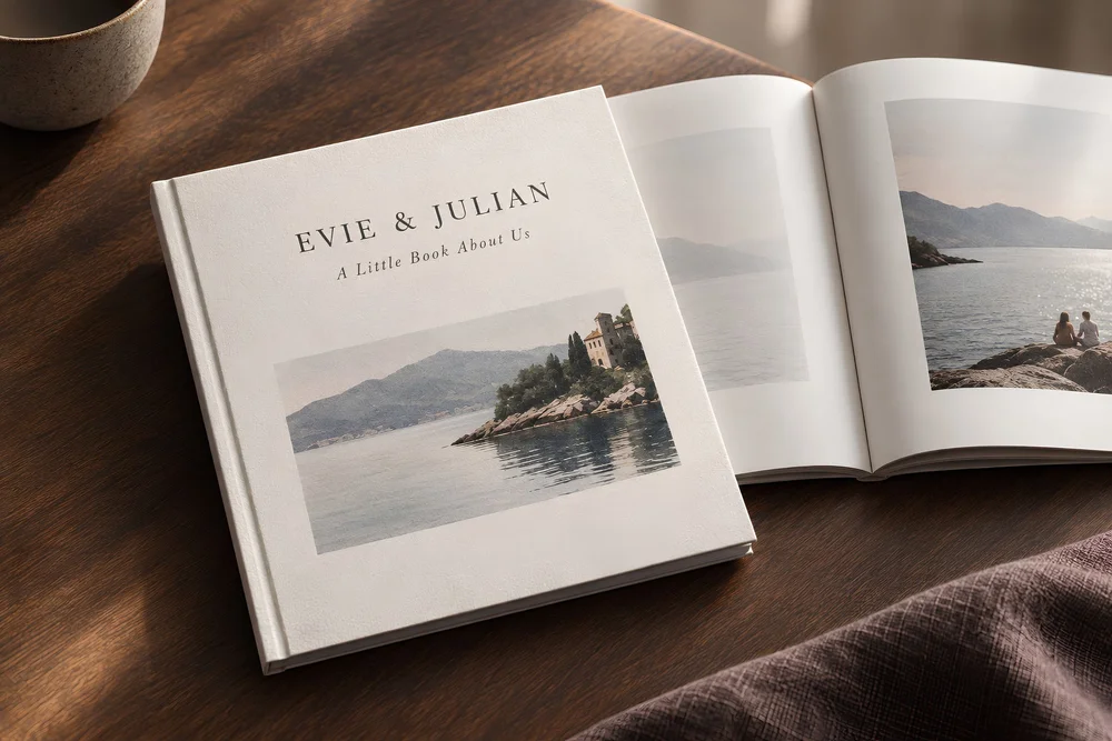 Our Story Book, a printed keepsake resting on a natural surface