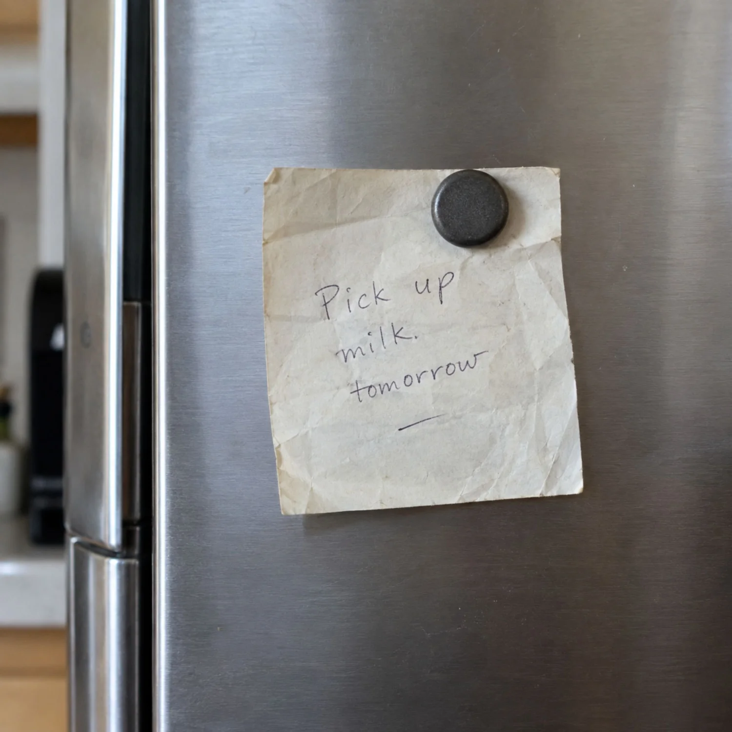 A small handwritten household note once left on a refrigerator.