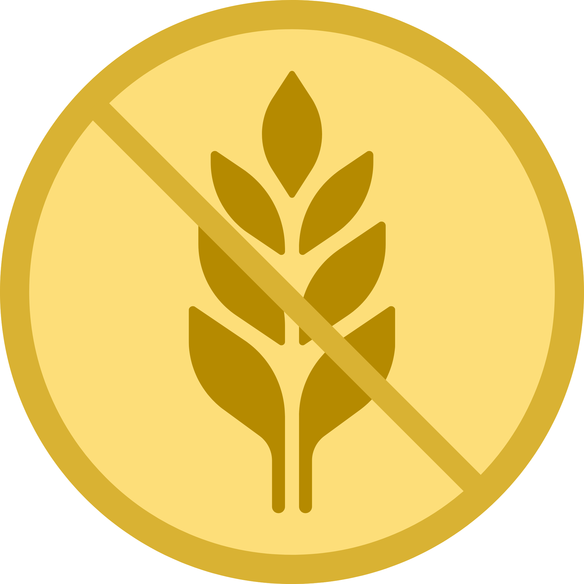 Golden emblem with a stylized wheat stalk in the center, surrounded by a circular border.