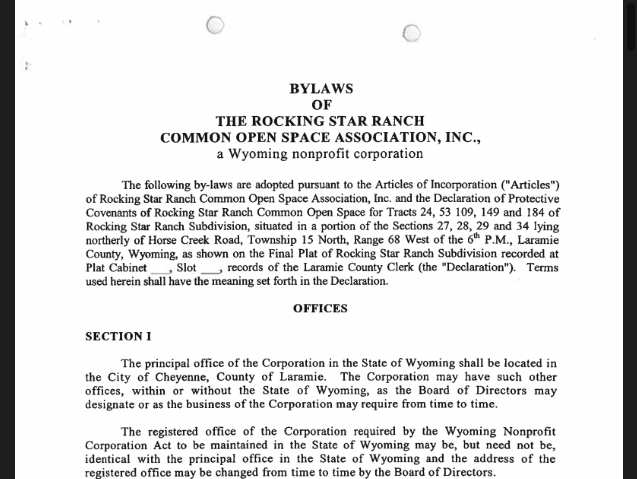 Rocking Star Ranch Association By-Laws