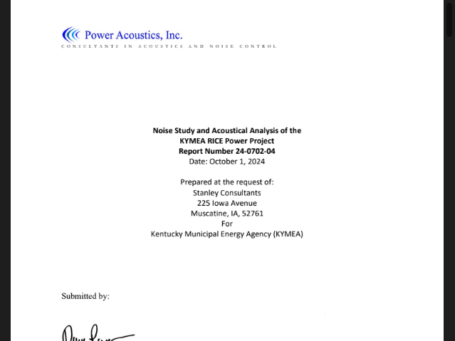 Detailed RICE Power Plant Noise &amp; Infrasound Study Kentucky
