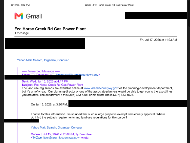 County Correspondence on Horse Creek Essential-Service Status and Project Review