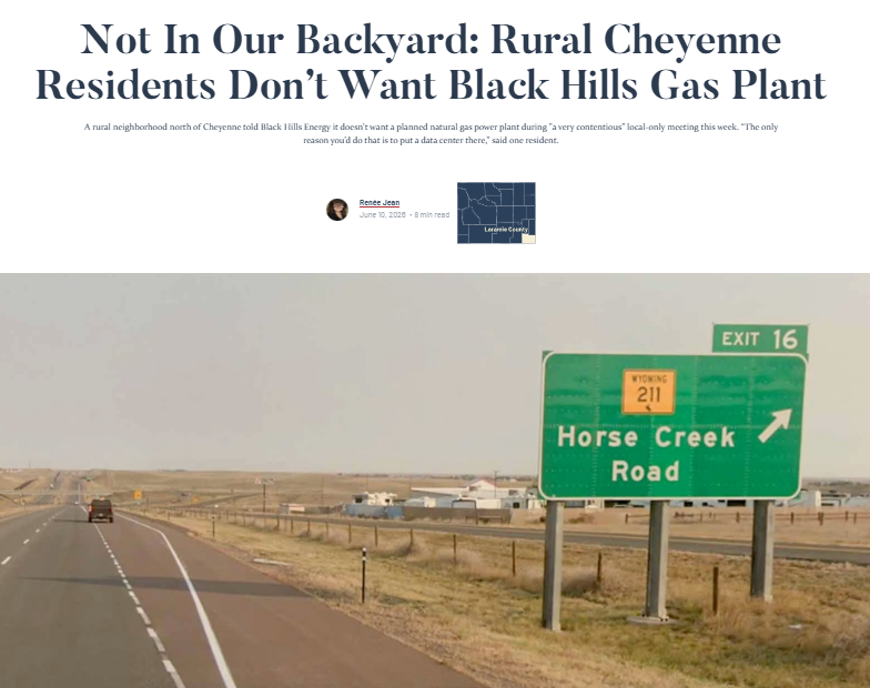 Cowboy State Daily: Rural Cheyenne Residents Raise Concerns Over Proposed Horse Creek Gas Plant