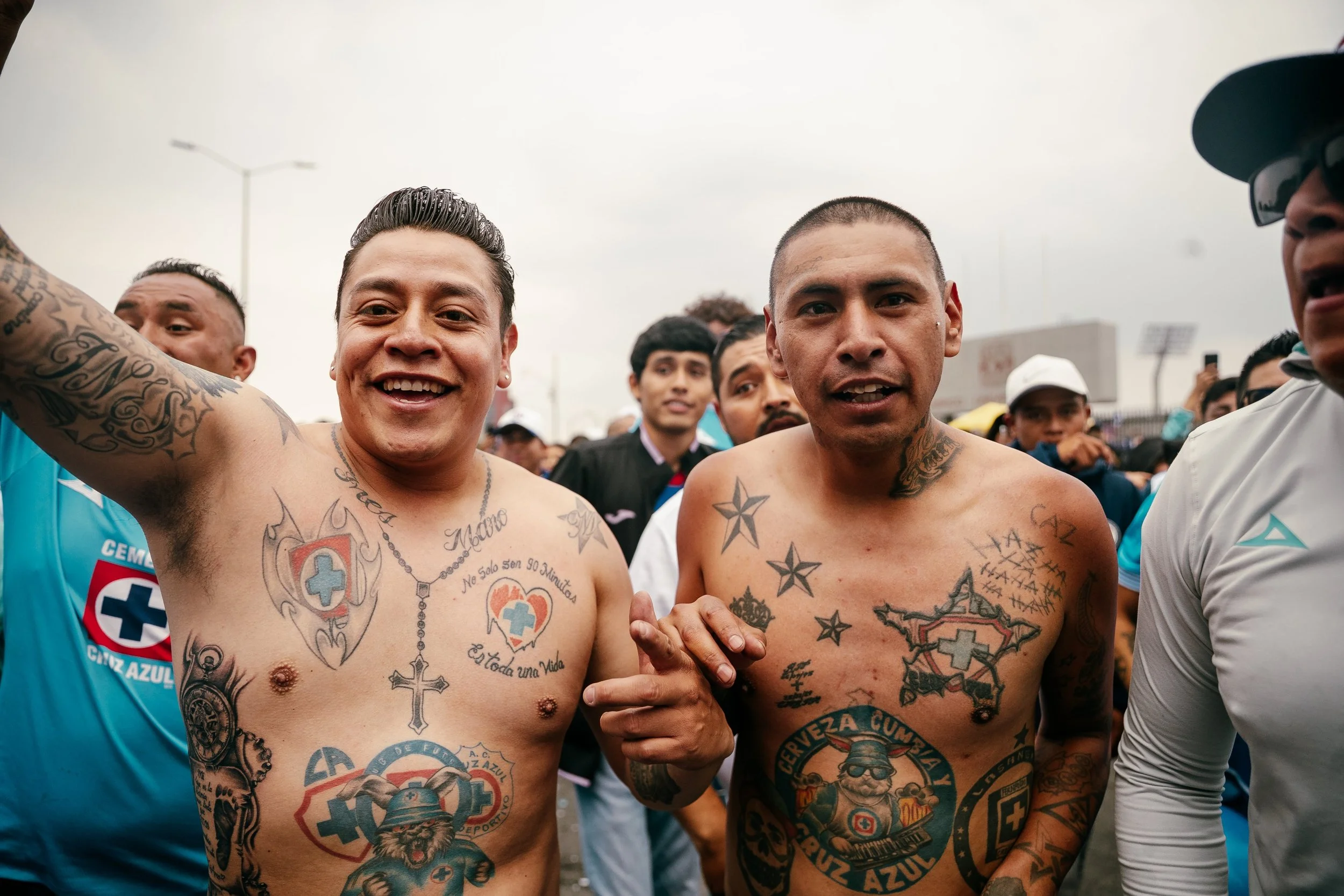 Beau Chevalier photo of two Cruz Azul soccer fans ahead of the 2025 Concacaf Champions Cup Final in Mexico City
