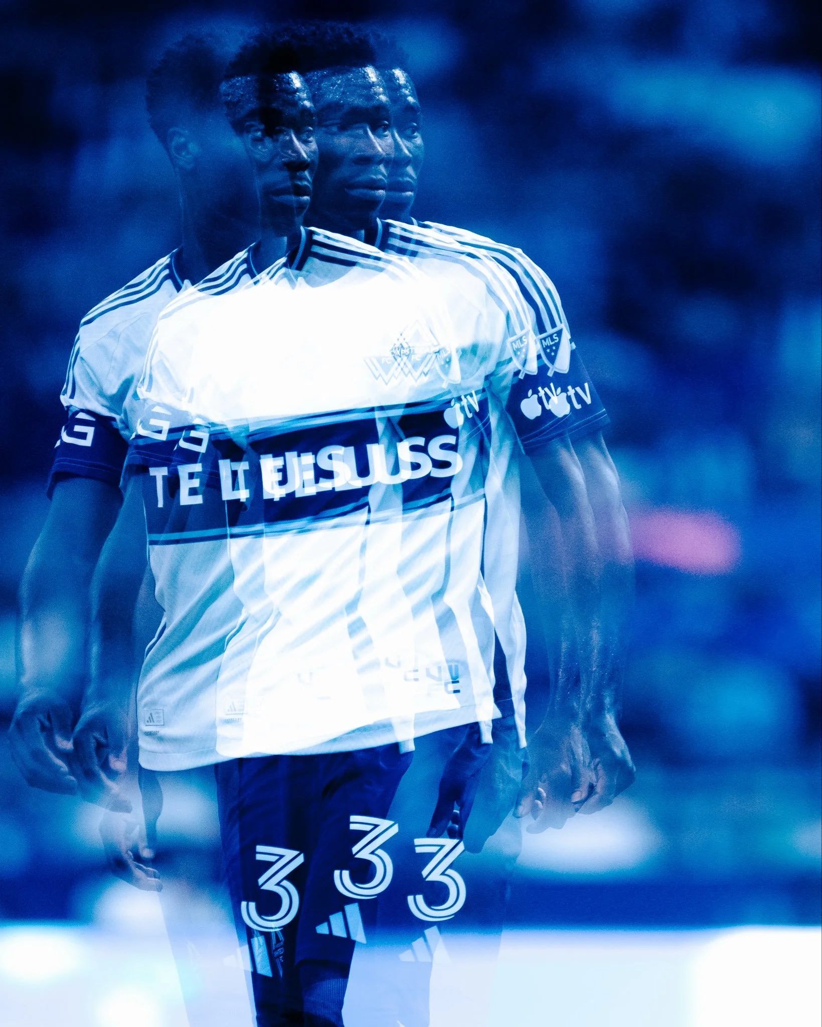 Beau Chevalier photo of soccer player Sam Adekugbe playing for Vancouver Whitecaps FC at BC Place in 2026 Major League Soccer match