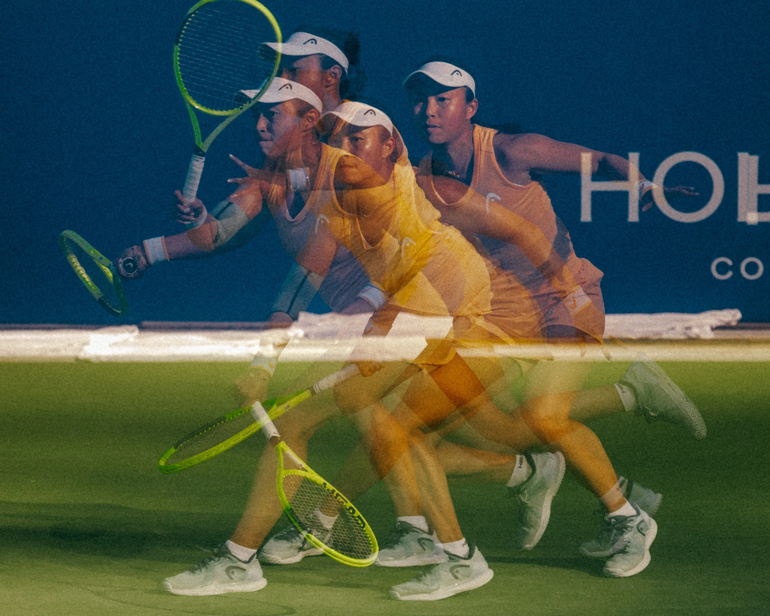 Beau Chevalier multiple exposure photo of tennis athlete Carol Zhao competing in Vancouver at the Van Open