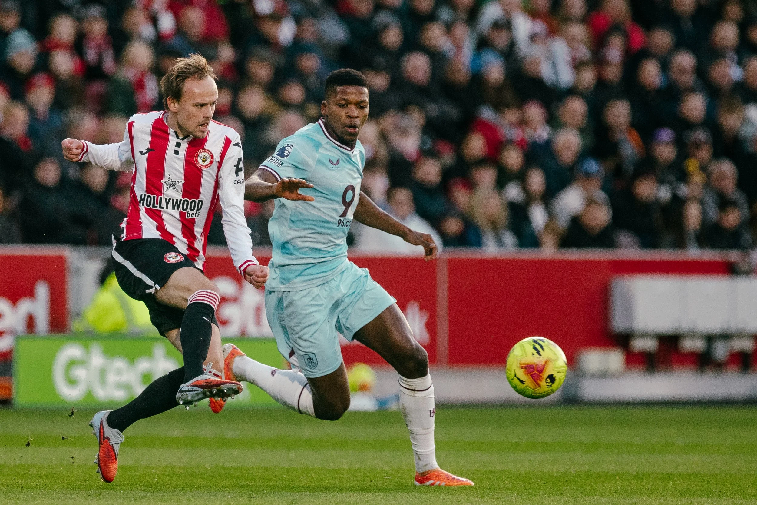 Beau Chevalier photo of Mikkel Damsgaard for Brentford FC in Premier League soccer match against Burnley FC